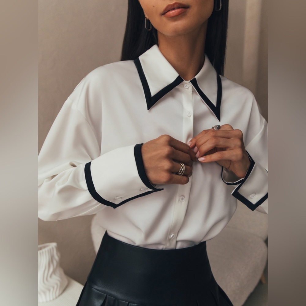 Lichi Shirt with contrast trim on collar and cuffs